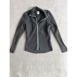 Title Nine Womens Dark Gray Teal Blend Zip Front Sweater Jacket Size Small
